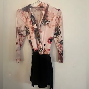 Ted Baker pink floral romper with belt tie